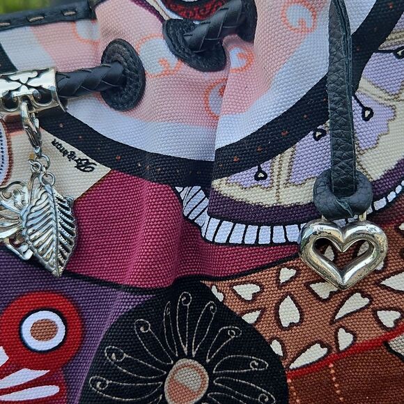 Brighton Boho Floral Canvas Shoulder Bag with Charms - Picture 3 of 8